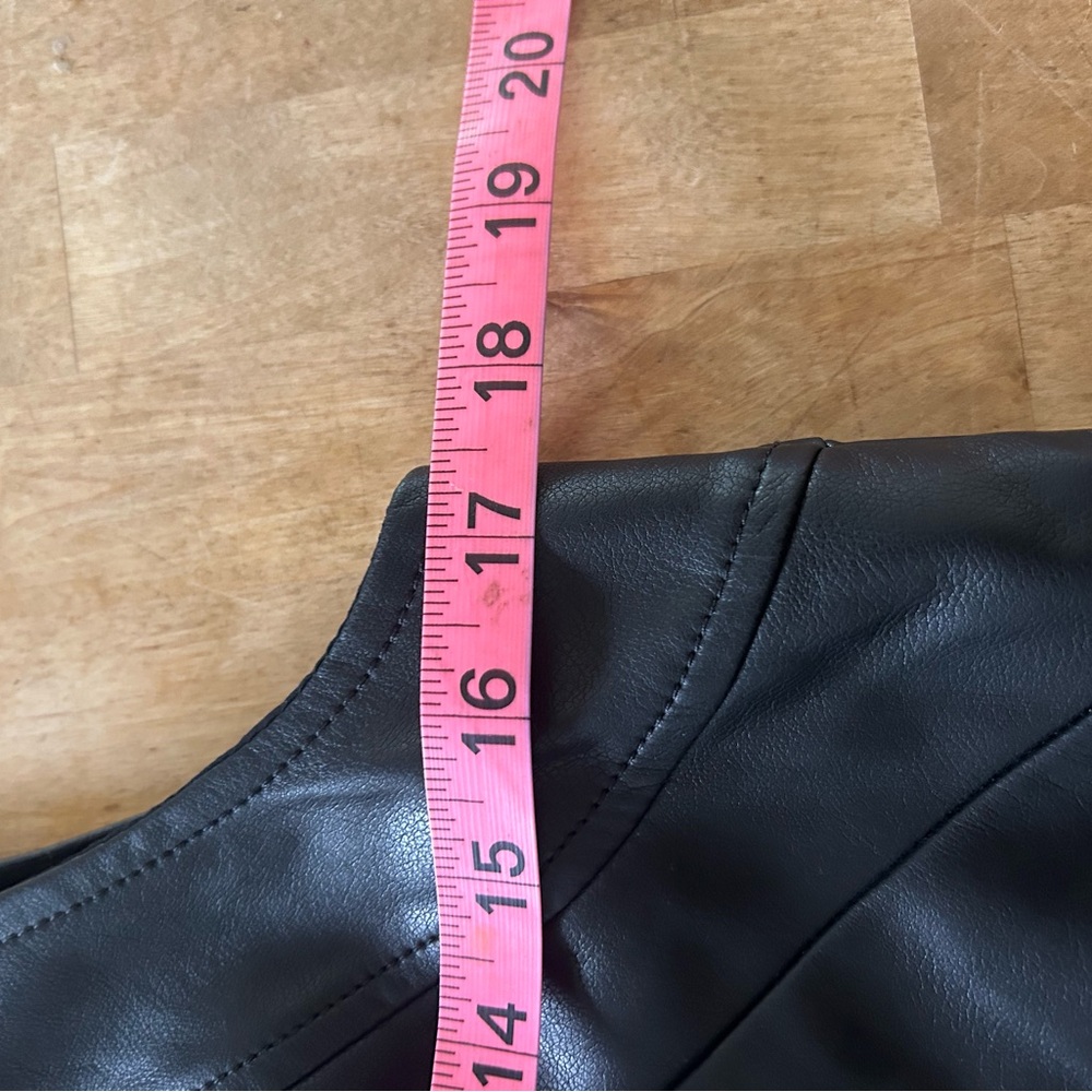 ⭐️ NEW Maeve Anthropologie Small Black Faux Leather Mini Dress With Pockets - Picture 12 of 13